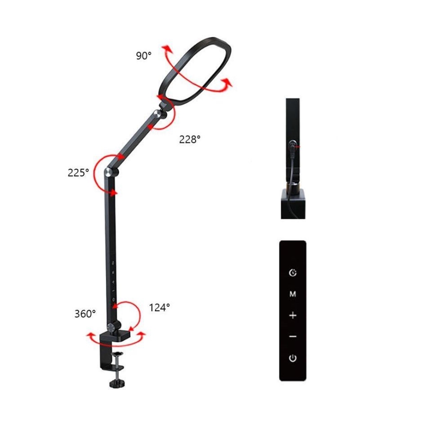 Dimmbare, flexible LED-Tischleuchte mit Touch-Funktion POINTIQ LED/15W/230V 3000-6500K CRI 96 schwarz