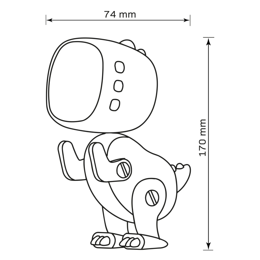 LED RGBW Dimmbare, kleine Kinder-Nachtleuchte mit Wecker ROBOT LED/1W/5V 1200 mAh