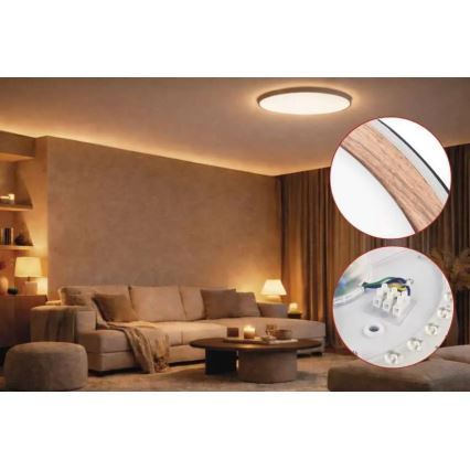 Dimmbare LED-Deckenleuchte ILVI, LED/30W/230V, 2700-6500K, Ø 40 cm, schwarz/beige + Fernbedienung