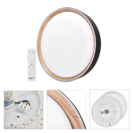 Dimmbare LED-Deckenleuchte ILVI, LED/30W/230V, 2700-6500K, Ø 40 cm, schwarz/beige + Fernbedienung