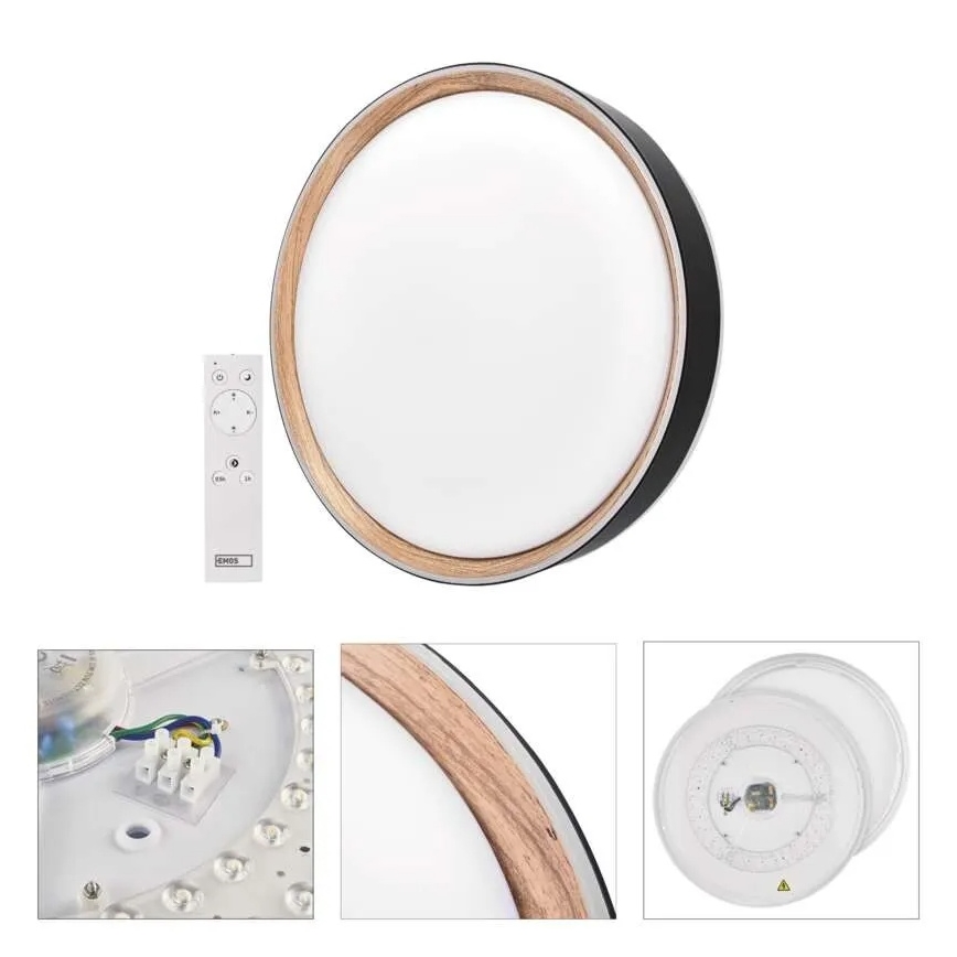 Dimmbare LED-Deckenleuchte ILVI, LED/30W/230V, 2700-6500K, Ø 40 cm, schwarz/beige + Fernbedienung