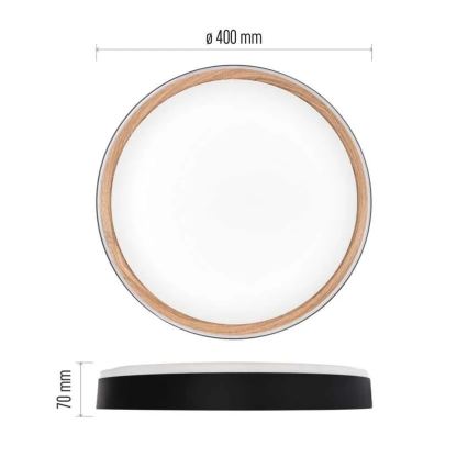 Dimmbare LED-Deckenleuchte ILVI, LED/30W/230V, 2700-6500K, Ø 40 cm, schwarz/beige + Fernbedienung
