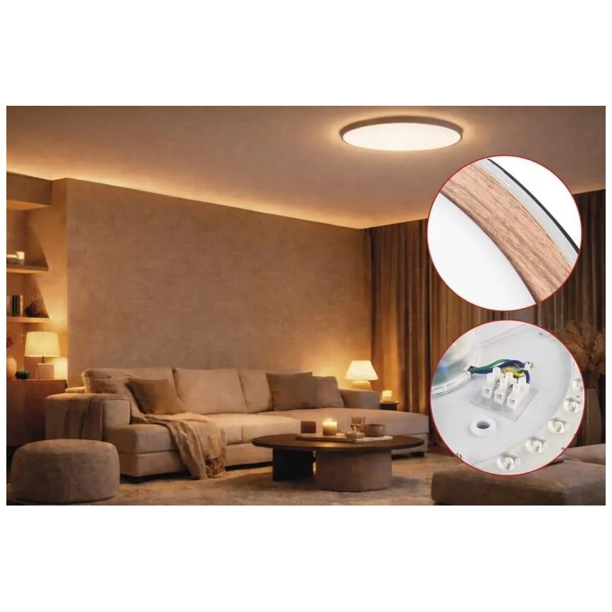 Dimmbare LED-Deckenleuchte ILVI LED/45W/230V 2700-6500K Ø 50 cm schwarz/beige + Fernbedienung