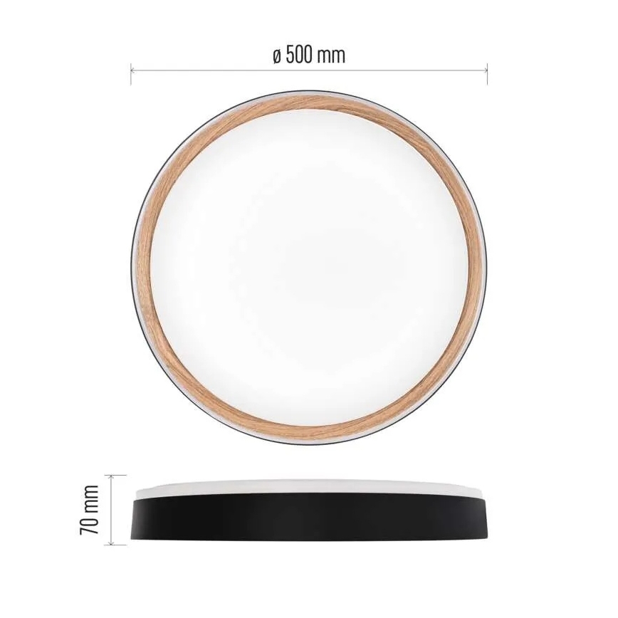 Dimmbare LED-Deckenleuchte ILVI LED/45W/230V 2700-6500K Ø 50 cm schwarz/beige + Fernbedienung