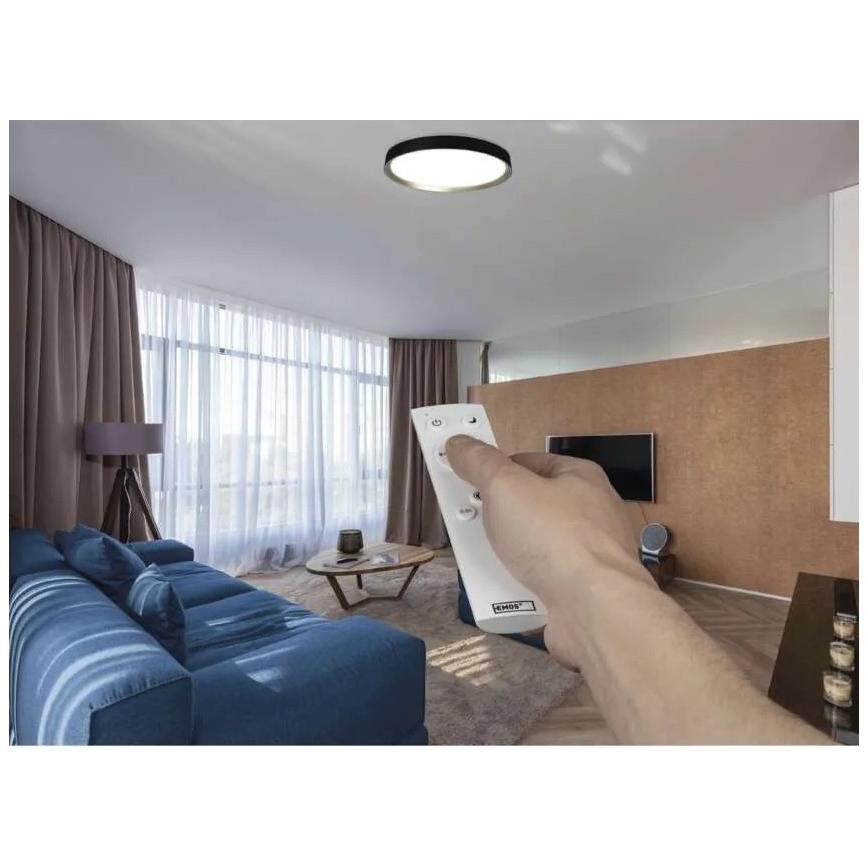 Dimmbare Deckenleuchte ILVI LED/45 W/230 V 2700–6500 K Ø 50 cm schwarz/messing + Fernbedienung