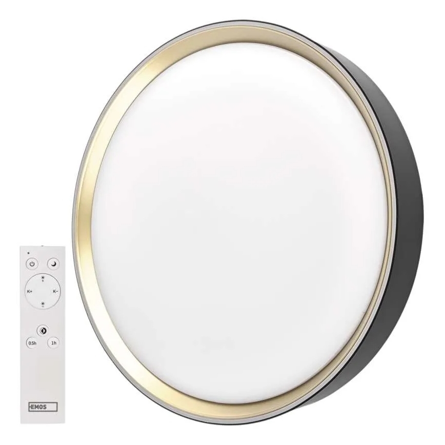 Dimmbare Deckenleuchte ILVI LED/45 W/230 V 2700–6500 K Ø 50 cm schwarz/messing + Fernbedienung