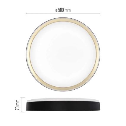 Dimmbare Deckenleuchte ILVI LED/45 W/230 V 2700–6500 K Ø 50 cm schwarz/messing + Fernbedienung