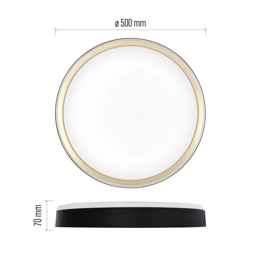 Dimmbare Deckenleuchte ILVI LED/45 W/230 V 2700–6500 K Ø 50 cm schwarz/messing + Fernbedienung