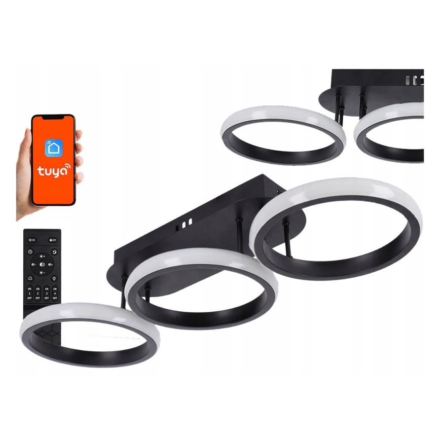 Dimmbare LED-Deckenleuchte LED/30W/230V 3000–6500K schwarz Wi‑Fi Tuya + Fernbedienung