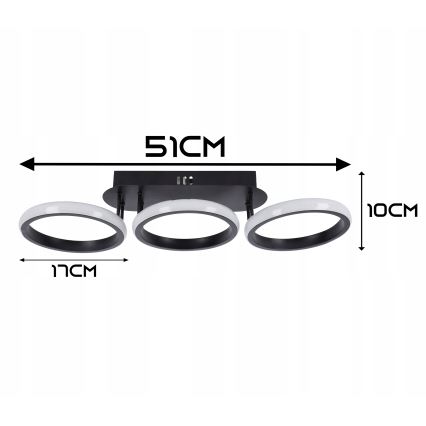 Dimmbare LED-Deckenleuchte LED/30W/230V 3000–6500K schwarz Wi‑Fi Tuya + Fernbedienung