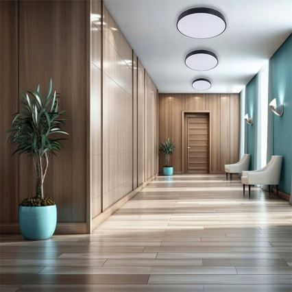 Dimmbare LED-Deckenleuchte LED/40W/230V 3000-6500K d 40 cm schwarz + Fernbedienung