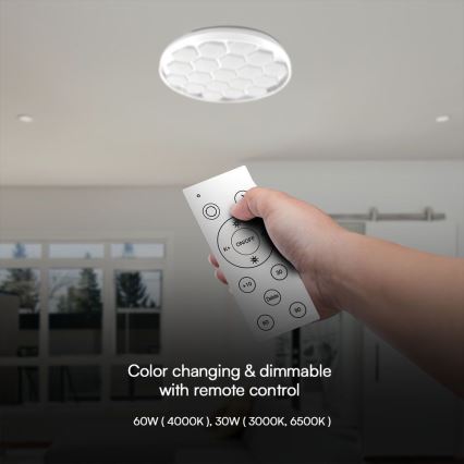 Dimmbare LED-Deckenleuchte LED/60W/230V 3000/4000/6500K + Fernbedienung