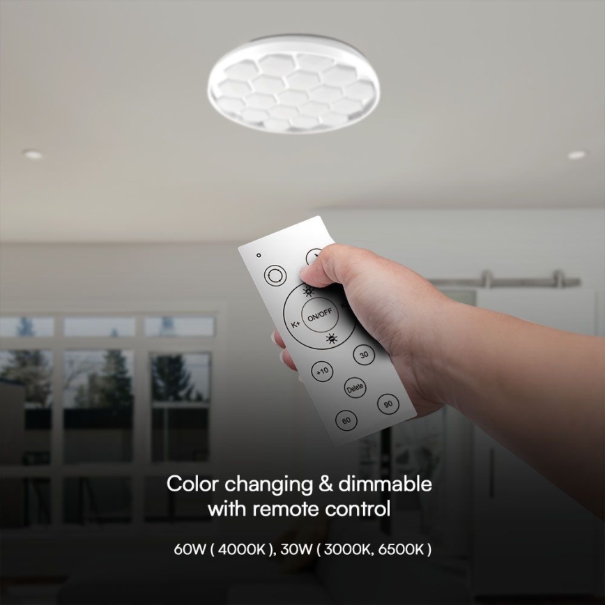 Dimmbare LED-Deckenleuchte LED/60W/230V 3000/4000/6500K + Fernbedienung