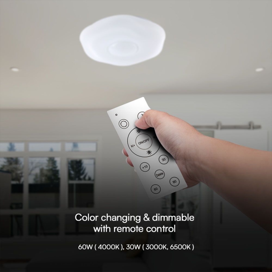 Dimmbare LED-Deckenleuchte LED/60W/230V 3000-6500K 50 cm weiß + Fernbedienung