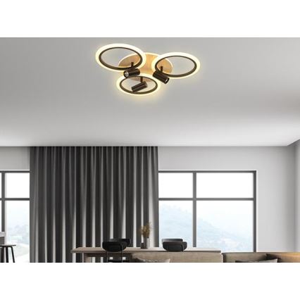 Dimmbare LED-Deckenleuchte LED/70W/230V 3000-6500K schwarz/braun + Fernbedienung