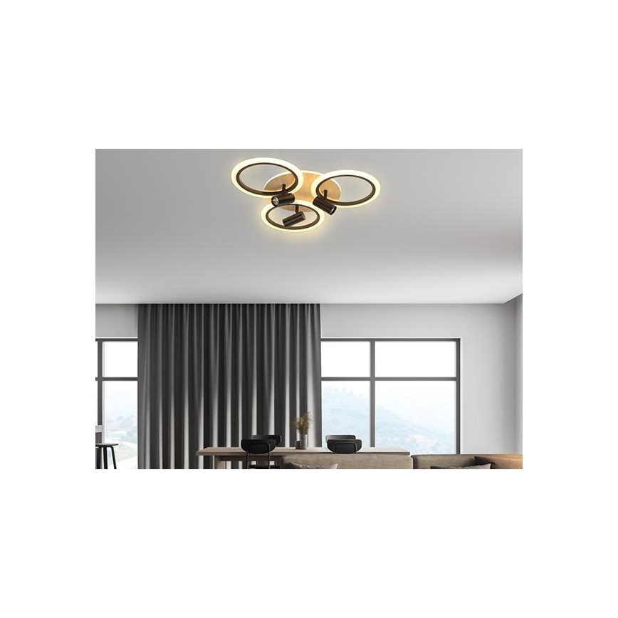 Dimmbare LED-Deckenleuchte LED/70W/230V 3000-6500K schwarz/braun + Fernbedienung