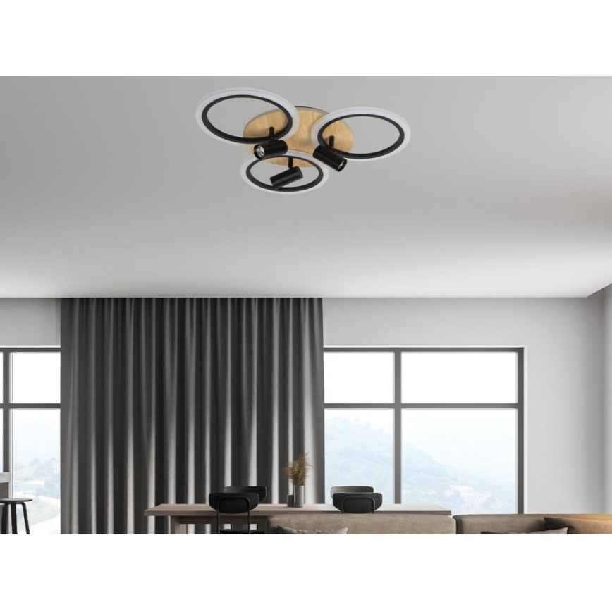Dimmbare LED-Deckenleuchte LED/70W/230V 3000-6500K schwarz/braun + Fernbedienung