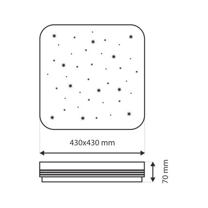 Dimmbare LED-Deckenleuchte MANA LED/36W/230V 2700-6500K 43x43 cm + Fernbedienung