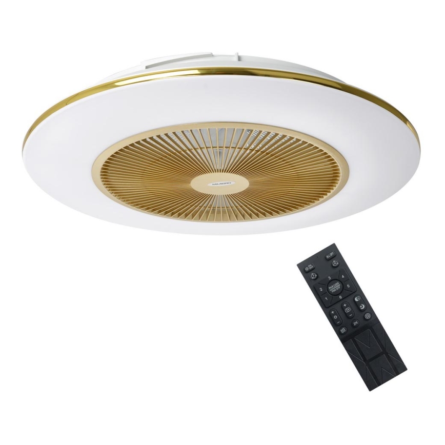 Dimmbare LED-Deckenleuchte mit Ventilator ARIA LED/38W/230V 3000-6000K golden + Fernbedienung