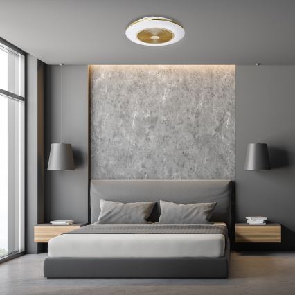 Dimmbare LED-Deckenleuchte mit Ventilator ARIA LED/38W/230V 3000-6000K golden + Fernbedienung