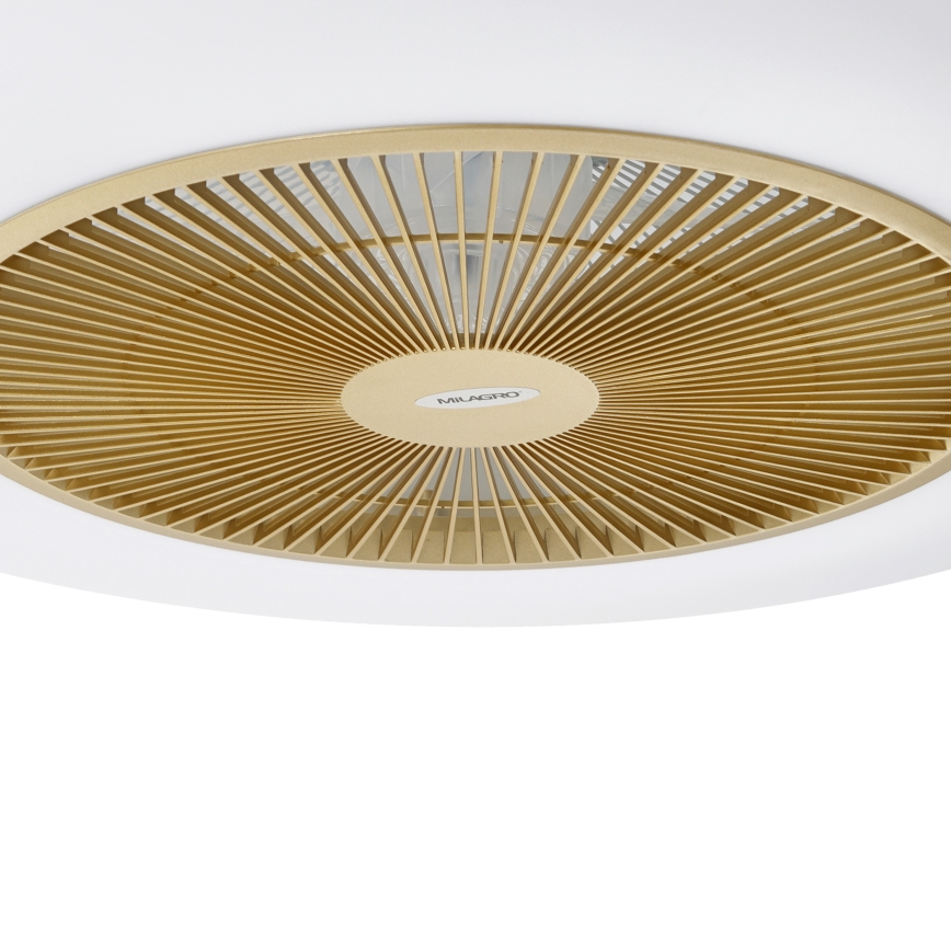 Dimmbare LED-Deckenleuchte mit Ventilator ARIA LED/38W/230V 3000-6000K golden + Fernbedienung