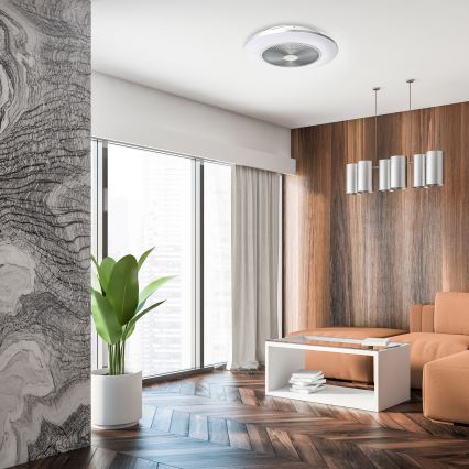 Dimmbare LED-Deckenleuchte mit Ventilator ARIA LED/38W/230V 3000-6000K silbern + Fernbedienung