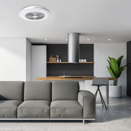 Dimmbare LED-Deckenleuchte mit Ventilator ARIA LED/38W/230V 3000-6000K silbern + Fernbedienung