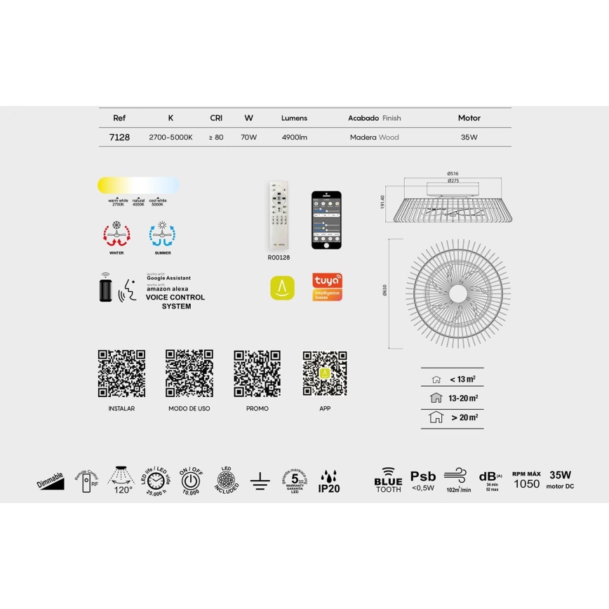 Dimmbare LED-Deckenleuchte mit Ventilator HIMALAYA LED/70W/230V + Fernbedienung