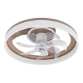 Dimmbare LED-Deckenleuchte mit Ventilator LED/40W/230V 3000-6500K pr. 50 cm braun/weiß + Fernbedienung