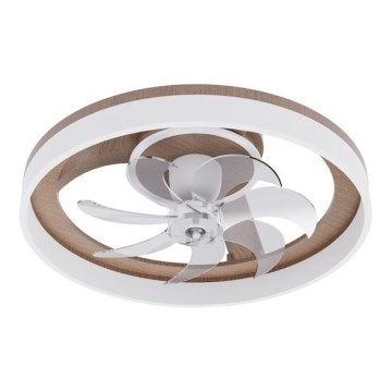 Dimmbare LED-Deckenleuchte mit Ventilator LED/40W/230V 3000-6500K pr. 50 cm braun/weiß + Fernbedienung