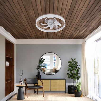 Dimmbare LED-Deckenleuchte mit Ventilator LED/40W/230V 3000-6500K braun/weiß + Fernbedienung