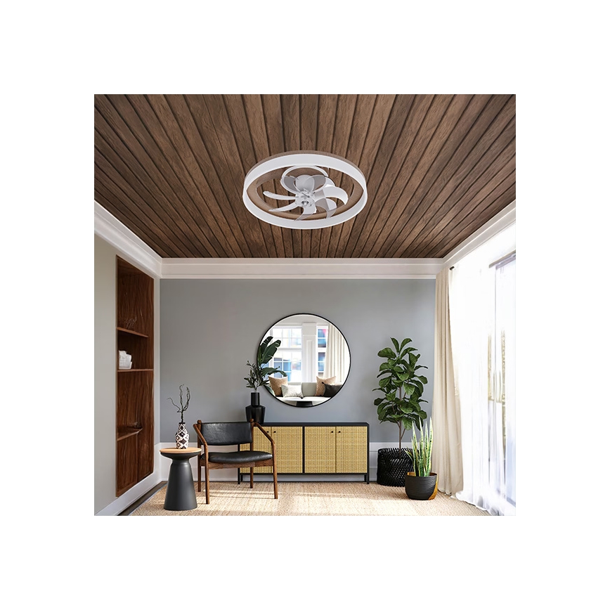 Dimmbare LED-Deckenleuchte mit Ventilator LED/40W/230V 3000-6500K braun/weiß + Fernbedienung