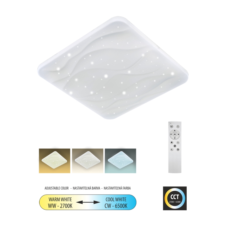 Dimmbare LED-Deckenleuchte NERIS LED/36W/230V 2700-6500K 43x43 cm + Fernbedienung