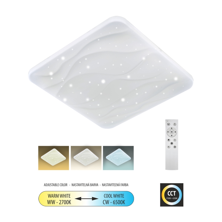 Dimmbare LED-Deckenleuchte NERIS LED/60W/230V 2700-6500K 53x53 cm + Fernbedienung