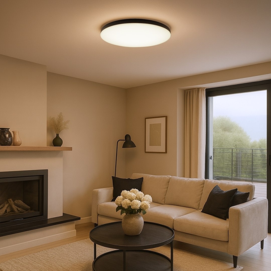 Dimmbare LED-Deckenleuchte SIENA LED/80W/230V 3000-6000K Ø 75 cm schwarz + Fernbedienung