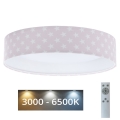 Dimmbare LED-Deckenleuchte SMART GALAXY KIDS LED/24W/230V 3000-6500K Sterne rosa/weiß + Fernbedienung