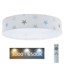 Dimmbare LED-Deckenleuchte SMART GALAXY KIDS LED/24W/230V 3000-6500K Sterne weiß/grau/blau + Fernbedienung