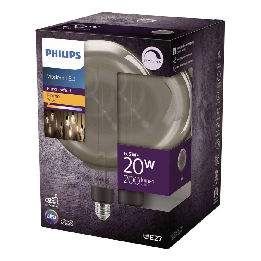 Dimmbare LED-Filament-Lampe G200 E27/6,5W/230V 1800K