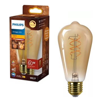 Dimmbare LED-Filamentlampe VINTAGE Philips ST64 E27/7,3W/230V 2200K CRI 90