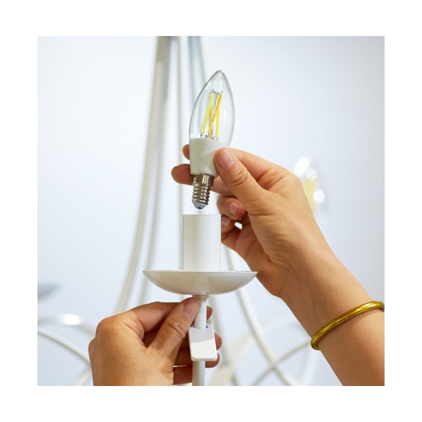 Dimmbare LED Glühbirne FILAMENT C35 E14/4,9W/230V 2700-6500K CRI 90 Wi-Fi - WiZ