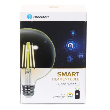 Dimmbare LED-Glühbirne FILAMENT G125 E27/6W/230V 2700-6500K Wi-Fi - Aigostar