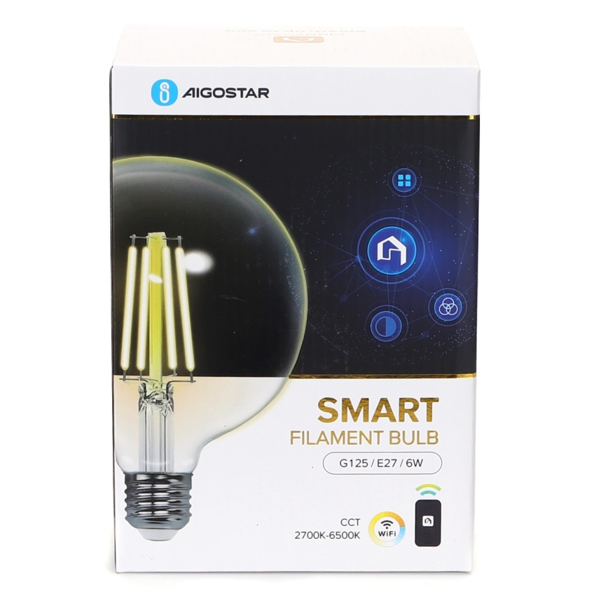 Dimmbare LED-Glühbirne FILAMENT G125 E27/6W/230V 2700-6500K Wi-Fi - Aigostar