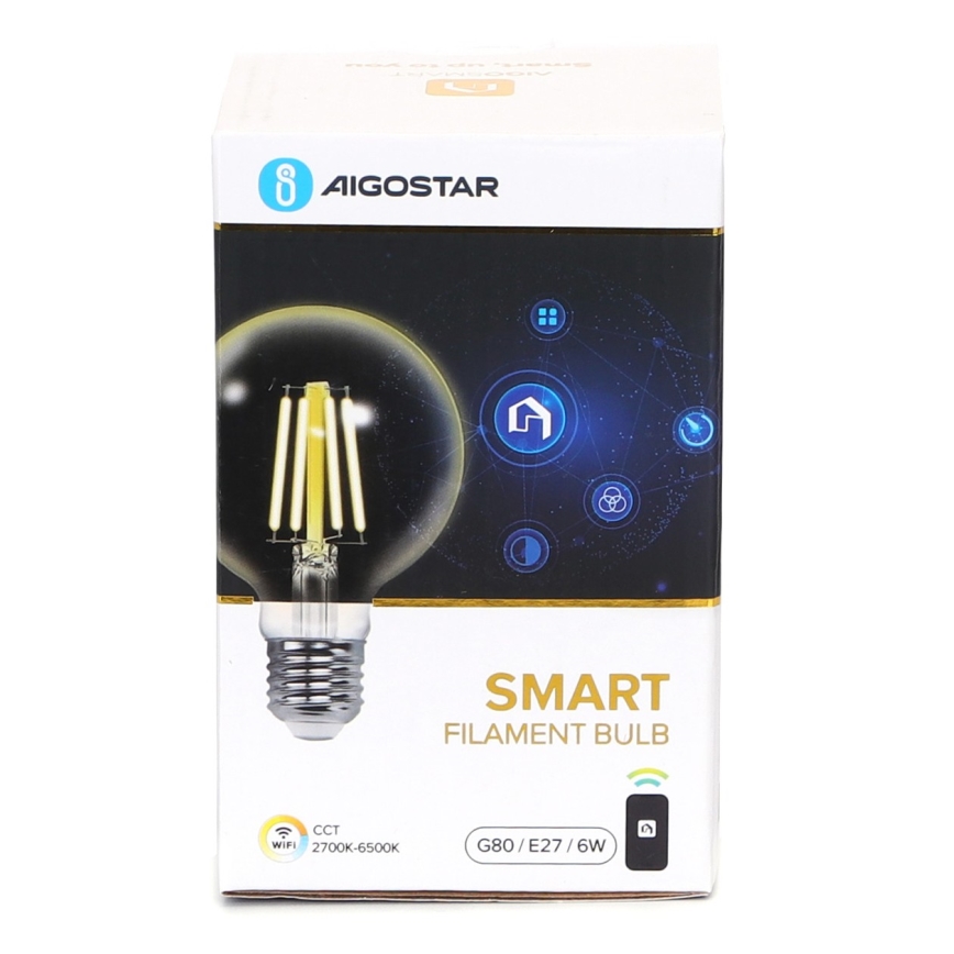Dimmbare LED-Glühbirne FILAMENT G80 E27/6W/230V 2700-6500K Wi-Fi - Aigostar