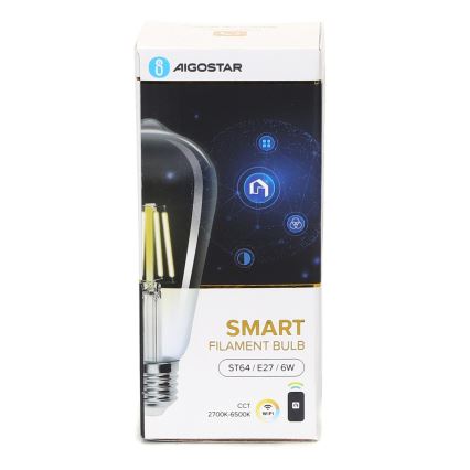 Dimmbare LED-Glühbirne FILAMENT ST64 E27/6W/230V 2700-6500K Wi-Fi - Aigostar