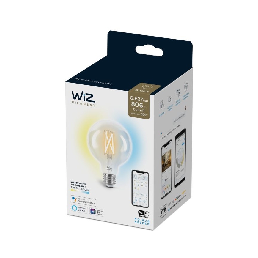 Dimmbare LED Glühbirne FILAMENT G95 E27/6,7W/230V 2700-6500K CRI 90 Wi-Fi - WiZ