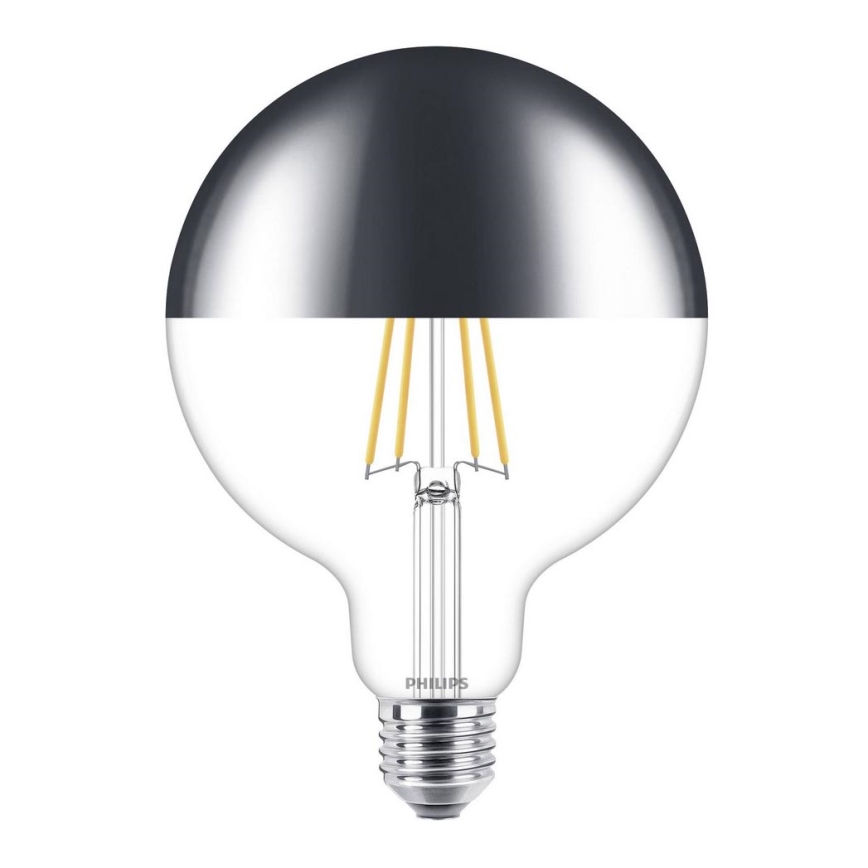 Dimmbare LED-Glühbirne mit spiegelnder, sphärischer Abdeckung DECO Philips G125 E27/7,2W/230V 2700K