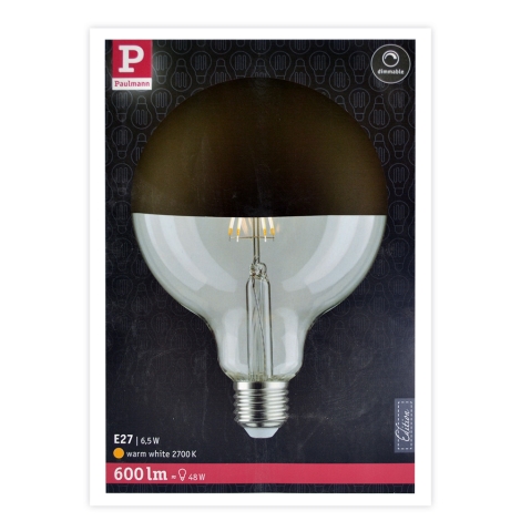 Dimmbare LED-Glühbirne mit spiegelnder, sphärischer Abdeckung E27/6,5W/230V  – Paulmann 28679 | Beleu