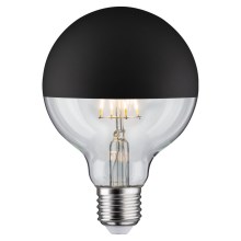 Dimmbare LED-Glühbirne mit spiegelnder, sphärischer Abdeckung GLOBE G95 E27/6,5W/230V 2700K schwarz – Paulmann 28676