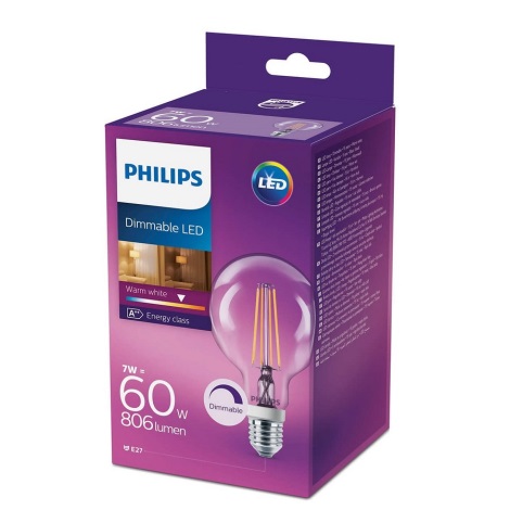 dimmbare LED Glühbirne Philips E27/7W/230V 2700K