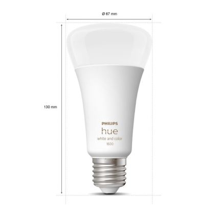 Dimmbare LED-Glühbirne Philips Hue Weiß und Farbe Ambiance A67 E27/13,5W/230V 2000-6500K